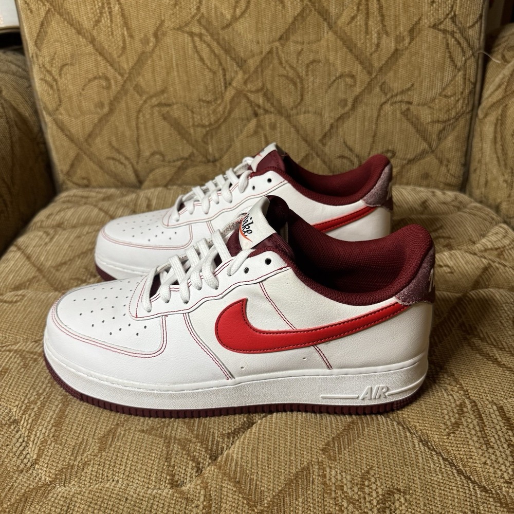 NIKE AIR FORCE 1 07 WHITE-UNIVERSITY RED SZ 10 "RARE 2021 RELEASE" No OG Laces